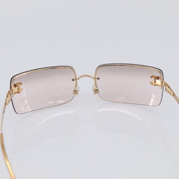 CHANEL Sunglasses Metal Gold Tone CC Auth yk21089M