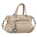 Miu Miu Madras Hand Bag Leather 2way Beige Silver Auth yk21091-1