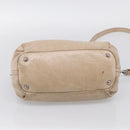 Miu Miu Madras Hand Bag Leather 2way Beige Silver Auth yk21091-15