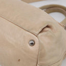 Miu Miu Madras Hand Bag Leather 2way Beige Silver Auth yk21091-17