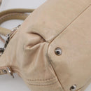 Miu Miu Madras Hand Bag Leather 2way Beige Silver Auth yk21091-18