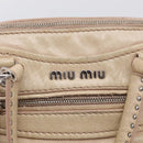 Miu Miu Madras Hand Bag Leather 2way Beige Silver Auth yk21091-21
