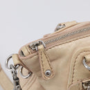 Miu Miu Madras Hand Bag Leather 2way Beige Silver Auth yk21091-22