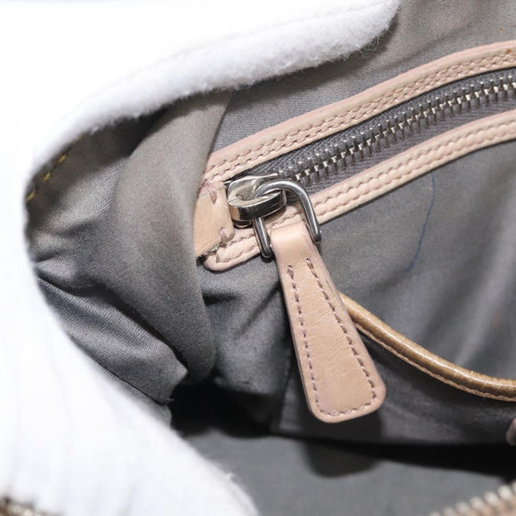 Miu Miu Madras Hand Bag Leather 2way Beige Silver Auth yk21091