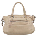 Miu Miu Madras Hand Bag Leather 2way Beige Silver Auth yk21091-3