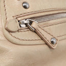 Miu Miu Madras Hand Bag Leather 2way Beige Silver Auth yk21091-34