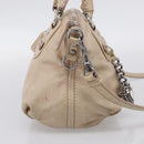 Miu Miu Madras Hand Bag Leather 2way Beige Silver Auth yk21091-4