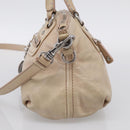 Miu Miu Madras Hand Bag Leather 2way Beige Silver Auth yk21091-6
