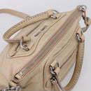 Miu Miu Madras Hand Bag Leather 2way Beige Silver Auth yk21091-8