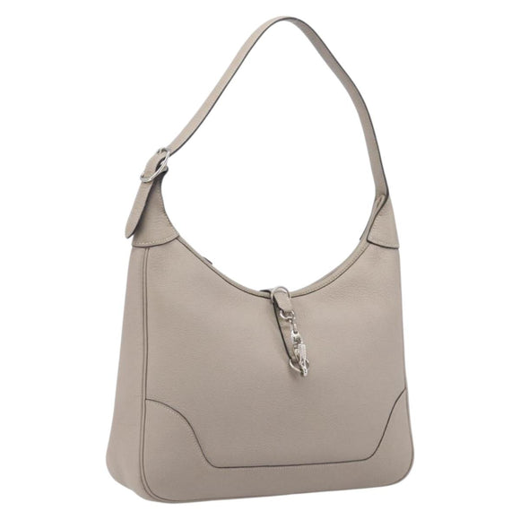 HERMES Trim 31 Shoulder Bag Fjord Leather Gray Silver Auth yk21092SAM