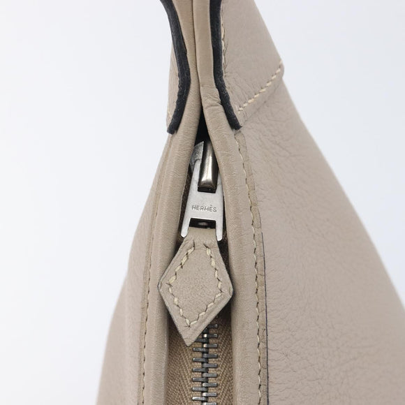 HERMES Trim 31 Shoulder Bag Fjord Leather Gray Silver Auth yk21092SAM