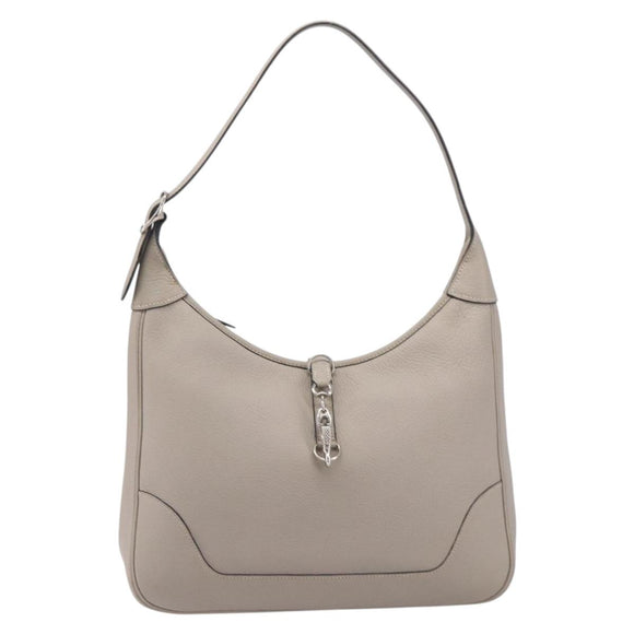 HERMES Trim 31 Shoulder Bag Fjord Leather Gray Silver Auth yk21092SAM