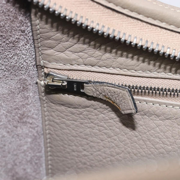 HERMES Trim 31 Shoulder Bag Fjord Leather Gray Silver Auth yk21092SAM