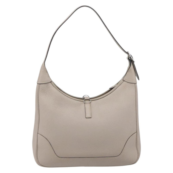 HERMES Trim 31 Shoulder Bag Fjord Leather Gray Silver Auth yk21092SAM