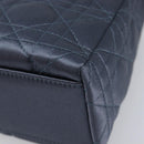 Christian Dior Mini Cannage Hand Bag Satin Navy Silver Auth yk21095SM-10