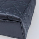 Christian Dior Mini Cannage Hand Bag Satin Navy Silver Auth yk21095SM-12