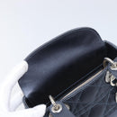 Christian Dior Mini Cannage Hand Bag Satin Navy Silver Auth yk21095SM-16