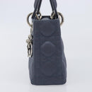 Christian Dior Mini Cannage Hand Bag Satin Navy Silver Auth yk21095SM-4