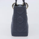 Christian Dior Mini Cannage Hand Bag Satin Navy Silver Auth yk21095SM-5