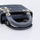 Christian Dior Mini Cannage Hand Bag Satin Navy Silver Auth yk21095SM-7