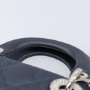 Christian Dior Mini Cannage Hand Bag Satin Navy Silver Auth yk21095SM-8