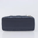Christian Dior Mini Cannage Hand Bag Satin Navy Silver Auth yk21095SM-9