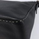 FENDI Selleria Mamma Baguette Shoulder Bag Leather Black Silver Auth yk21101SAM-12