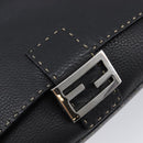 FENDI Selleria Mamma Baguette Shoulder Bag Leather Black Silver Auth yk21101SAM-15