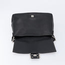FENDI Selleria Mamma Baguette Shoulder Bag Leather Black Silver Auth yk21101SAM-16