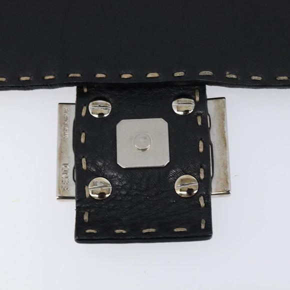 FENDI Selleria Mamma Baguette Shoulder Bag Leather Black Silver Auth yk21101SAM