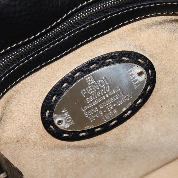 FENDI Selleria Mamma Baguette Shoulder Bag Leather Black Silver Auth yk21101SAM