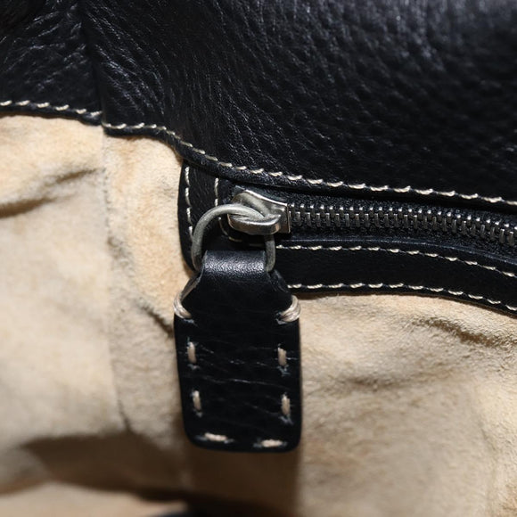 FENDI Selleria Mamma Baguette Shoulder Bag Leather Black Silver Auth yk21101SAM