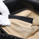 FENDI Selleria Mamma Baguette Shoulder Bag Leather Black Silver Auth yk21101SAM-24