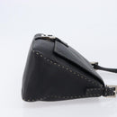 FENDI Selleria Mamma Baguette Shoulder Bag Leather Black Silver Auth yk21101SAM-4