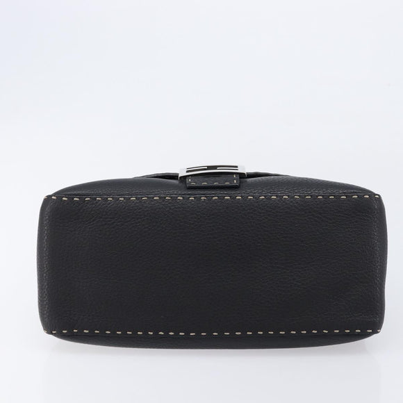FENDI Selleria Mamma Baguette Shoulder Bag Leather Black Silver Auth yk21101SAM