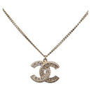 CHANEL COCO Mark Necklace Metal Gold Tone CC Auth yk21103M-1
