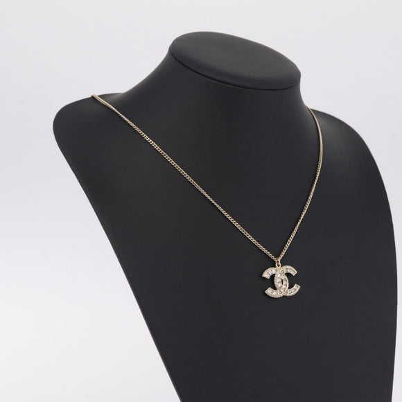 CHANEL COCO Mark Necklace Metal Gold Tone CC Auth yk21103M