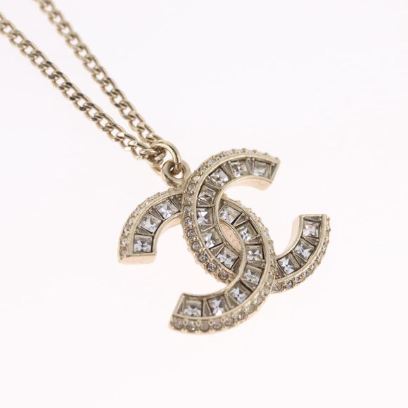 CHANEL COCO Mark Necklace Metal Gold Tone CC Auth yk21103M