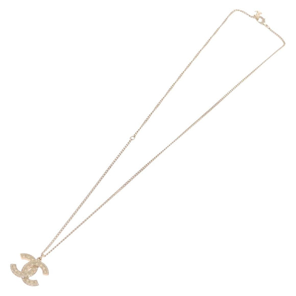 CHANEL COCO Mark Necklace Metal Gold Tone CC Auth yk21103M