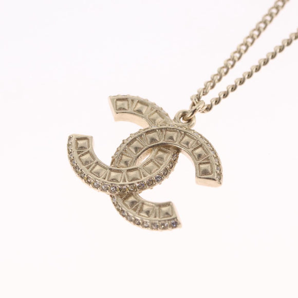 CHANEL COCO Mark Necklace Metal Gold Tone CC Auth yk21103M