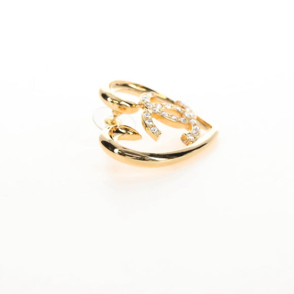 CHANEL Heart COCO Mark Pierce Metal Gold Tone CC Auth yk21104M