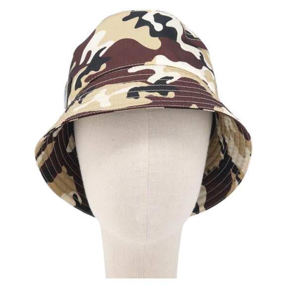 PRADA Camouflage Bucket Hat Nylon M Brown Auth yk21105V