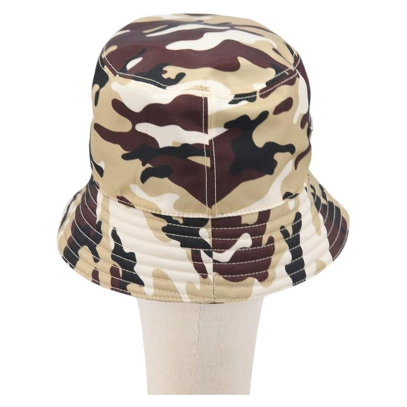 PRADA Camouflage Bucket Hat Nylon M Brown Auth yk21105V
