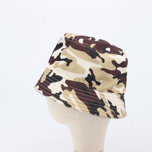 PRADA Camouflage Bucket Hat Nylon M Brown Auth yk21105V