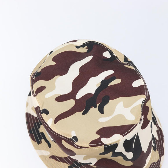 PRADA Camouflage Bucket Hat Nylon M Brown Auth yk21105V