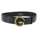 GUCCI Belt Leather 33.9 Black Gold Auth yk21106V-1