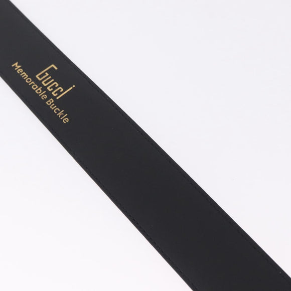 GUCCI Belt Leather 33.9 Black Gold Auth yk21106V