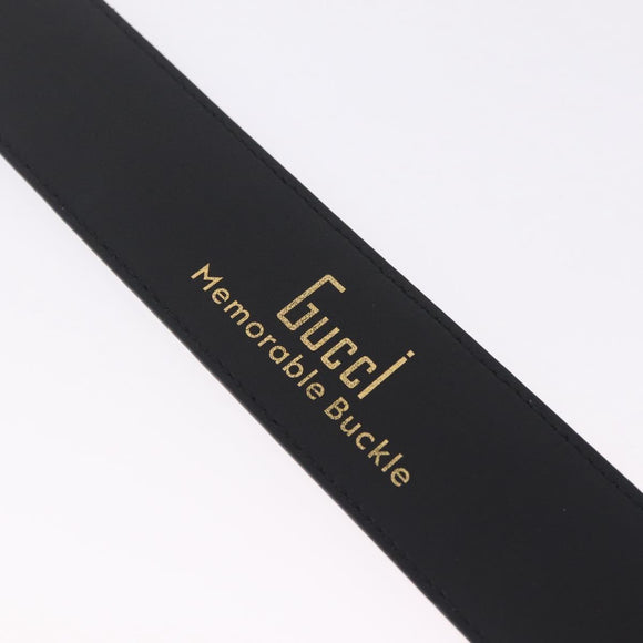 GUCCI Belt Leather 33.9 Black Gold Auth yk21106V