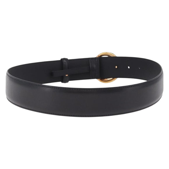 GUCCI Belt Leather 33.9 Black Gold Auth yk21106V