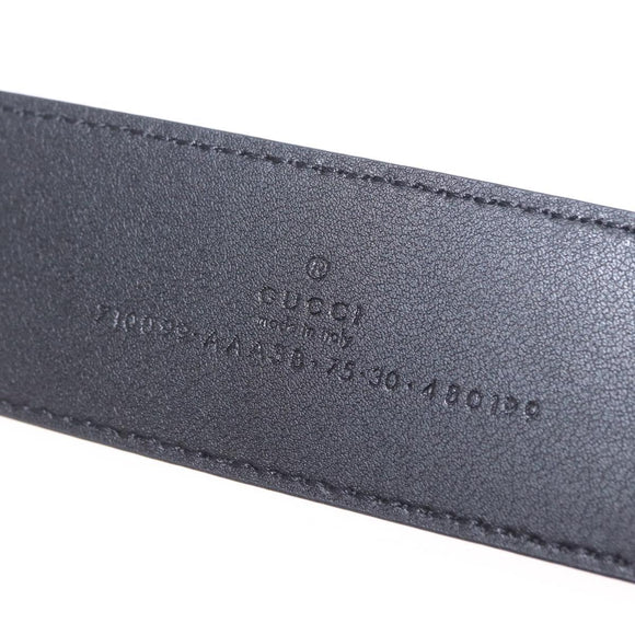 GUCCI Belt Leather 33.9 Black Gold Auth yk21106V